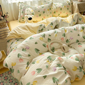 Dansunreve 1pc Duvet Cover Breathable Fresh Floral Bowknot Quilt Cover with Zipper Korea Style Comforter Cover Single/Queen/King