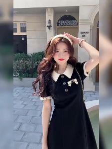 LU CHER ดำเดรสคอโปโล การออกเดทสไตล์หวาน-วินเทจ ปลอดภัย ราคาพิเศษ