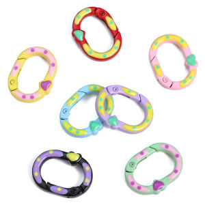 20x28mm 1pc/bag Alloy Spray Paint Oil Dripping Double-sided Love Point Oval Clasp For DIY Keychain Accessories Making