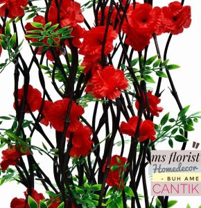 Bambu Ulir Hias Dekorasi Rumah Tanaman Artifisial 10 Batang Anyelir Merah 180cm (Tanpa Pot)