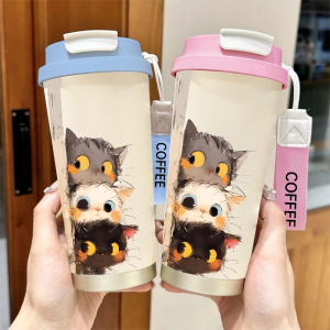 Cốc Cà Phê Cách Nhiệt Hình Mèo Dễ Thương Dung Tích Lớn Cốc Nước Đi Bộ Trong Văn Phòng Cốc Pha Cà Phê Mới 2025 Cốc Phong Thủy INS