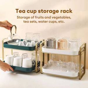 Multifunction Cup Rack With Tray Kitchen Cup Shelf Mug Holder Stainless Steel Tea Tray Drainer Cup Bekas Storage Cup Rack Cup Holder 杯架