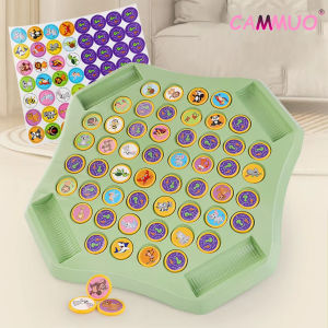 Cammuo Animal/Fruit Flip Chess 54 Cards Memory Chess Game Cartoon Logical Thinking Cognitive Animal Learning Chess For 2-4 Player