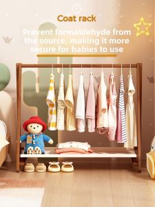 Childrens Small Floor-standing Coat Rack Bedroom Simple Baby Clothes Hanger Storage Rack Home Use Drying Clothes Rack
