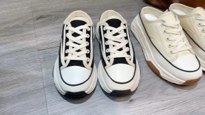 CAUPBEW การจัดส่งที่รวดเร็ว รองเท้าสตรี จัดส่งจากประเทศไทยรองเท้าผ้าใบเปิดส้นผู้หญิง ลองเท้าเหยียบส้นผู้หญิง รองเท้าแตะใส่ภายนอก พื้นหนา รองเท้าผ้าใบส้นสูงผู้#02