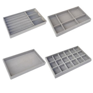ถาดกํามะหยี่สําหรับจัดเก็บเครื่องประดับ สร้อยคอ ที่เก็บแหวน กล่องเก็บเครื่องประดับในลิ้นชัก