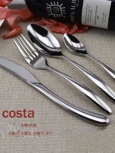 Export Costa Steak Knife Fork and Spoon Suit Stainless Steel Western Tableware Table Setting Appetizer Knife and Fork 4-Piece Dessert Set