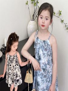 Váy Nữ Mùa Hè Mới Thấm Hút Mực Nước Mỏng Thoáng Khí Cho Bé Gái Váy Cổ Chữ a Không Tay Cổ Chữ V Váy Công Chúa