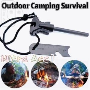 Pematik Magnesium Korek Gesek Pembuat Api Bara Fire Stater Survival Camping Flint Stone Emergency Outdoor Camping