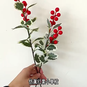 Artificial Red Berry Plants Plastic Durable Fade-Resistant Home Display Holiday Decoration Wedding Bouquet Decor Ideal for Holiday Decoration