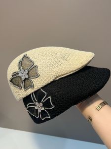 หมวกเบเร่ต์สไตล์เกาหลีสีพื้นสำหรับผู้หญิง หมวกทรงกลมแบบลำลอง หมวกแฟชั่นฤดูใบไม้ผลิและฤดูร้อน หมวกแฟชั่นแบบลำลอง