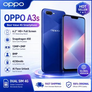 OPPO | 2026 new OPPO A3s Global 4G Phone 6.2 Full Screen 8MP Selfie 13MP+2MP Dual Camera 4230mAh Battery Dual SIM 256GB Expansion
