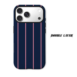 BILIBILI | Pink Navy Stripes Phone Case for iPhone 18 17 16 15 14 13 12 11 Air Pro Max Plus Double-layer Cover