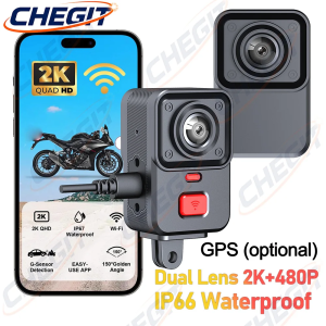 2 Camera Motorcycle DVR 2K HD WiFi & GPS Waterproof IP67 Loop Recording Camera HD Video Recorder Mountain Electric Bicycle Motor