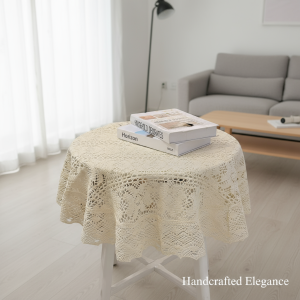 Bohemian Handmade Cotton Tablecloth 90cm Round Butterfly Floral Eco-Friendly Table Cover