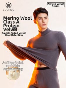 Warm Half High Collar Wool Protein Fleece Underwear Set