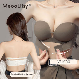 MeooLiisy Push Up Non-slip Strapless Invisible Lingerie Seamless Front Buckle No Wire Bra for Woman Simple Comfortable