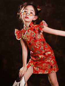 ชุดเดรสจีนสีแดง ชุดเด็กผู้หญิง ชุดการแสดง ชุดเด็กสไตล์จีน ฤดูใบไม้ผลิและฤดูร้อน ชุดเด็ก ชุดเด็กผู้หญิง ชุดเด็กผู้ชาย