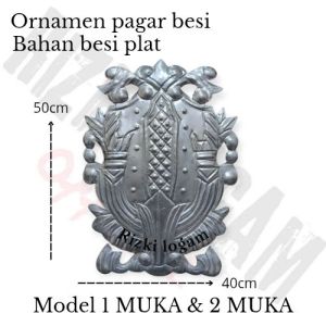 Ornamen pagar besi tempa Uk40x50cm 2muka bolak balik