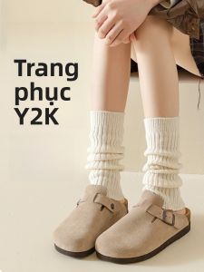 JINGCHI | Tất ống bảo vệ đầu gối dày dặn cho nữ mùa đông Y2K dệt kim bảo vệ đầu gối ấm áp tất ống đi bộ trên tuyết tất ống