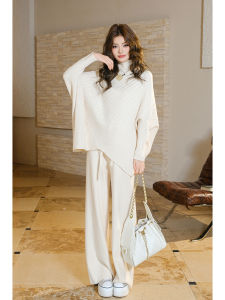 MIUCO | Bộ Áo Sweater Cổ Cao Dáng Rộng Tay Dơi + Quần Dài Phong Cách Thường Ngày
