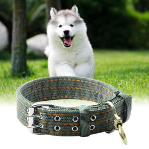 Pet Dog Double-Breasted Necklace Collar Leads For Big Dog (Army Green)