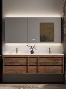 DIPURUI | Retro & Neo-Chinese Ceramic Dual Sink Bathroom Vanity