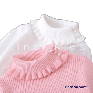 Atasan anak terbaru rajut model korea aksesoris mutiara paling baru rajut mutiara