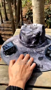 Topi Kipas Angin Solar Removable Solar Charging Fan Hat Summer Outdoor Sun Hat Mens Hiking and Fishing Hat