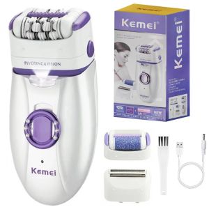 Kemei | 3in1 Women Epilator Electric Female Face Hair Removal Lady Shaver Bikini Trimmer Body Depilatory Leg Rechargeable Callus Remover