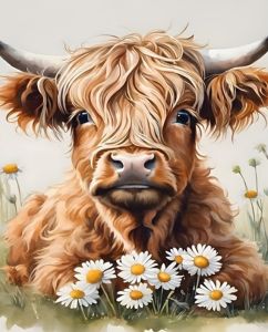 KAYOU | Paint By Numbers Highland Cow Animal DIY Frameless HandPainted Wall Art Coloring Painting for Living Room Home Decoration