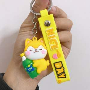 Móc khoá cáo vàng ôm nước ngọt cute dễ thương móc treo chìa khoá xe máy ô tô móc treo balo túi xách chất liệu PVC