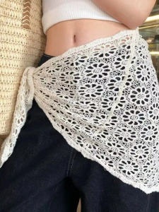 GUOQI | Summer Elegant Knit Lace Triangle Scarf