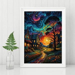 Acrylic Paint By Numbers Abstract Evening Scenery Painting By Numbers on Canvas Coloring By Number for Adults Paint Digital Art