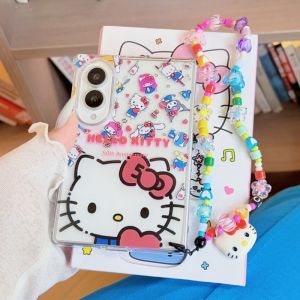 Sanrio | Ốp Điện Thoại Từ Tính Hello Kitty Hồng Hoạt Hình Dễ Thương Cho Samsung Galaxy Z Fold 8 6 5 43 Ultra Kèm Dây Đeo - Chống Sốc Chống Xước