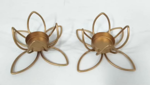 Lotus Shape Metal Tealight Candle Holder | Gold Finish Pooja Diya Stand for Home Decor (Pack of 1 Pc | Size - 6 (W) x 2.5 (H) Inch)