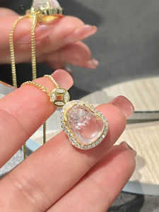 New 2024 Silver Ice Glass Water Foam Jade Necklace for Women Chinese Style Money Xiu Xiu Horse Tail Skirt Accessory