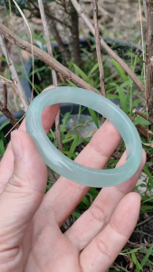 กำไลหยกพม่าแท้ สีเขียว (Green Jadeite) เส้นผ่าศูนย์กลาง 53 - 54 มิล พร้อมใบเซอร์จากสถาบันBGL.