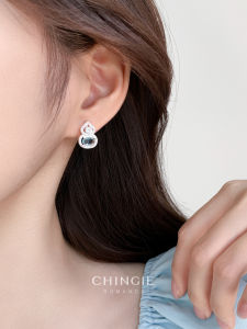 Shi Shi Celebrity Flashing Zircon Gourd Earrings 2025 New Popular Luxury Sensation Clip-On Earrings Fashionable Alloy