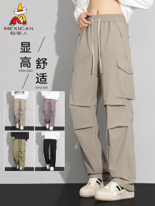 Womens American Style Loose Workwear Trousers Spring Autumn Casual Straight Leg Long Pants Windproof Breathable Waterproof