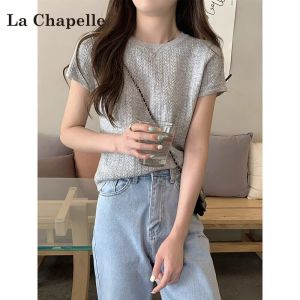 La Chapelle | French Lace Knit Short Sleeve Stylish Slim T-Shirt