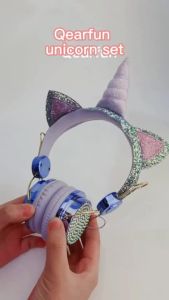 Cute Unicorn Wireless Earphone For Girls Kids Bluetooth Headphones with Mic Music Stereo Children Headset for School Kids Gifts