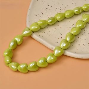 10pcs 12mm Heart Shape Shiny Glossy Ceramic Porcelain Beads for Jewelry Making DIY Crafts Loose Beads
