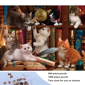 500 1000 1200 2000pcs Jigsaw Puzzle Cute Little Kitten Animal Portrait For Adults Stress Relief Family Game Christmas Gift
