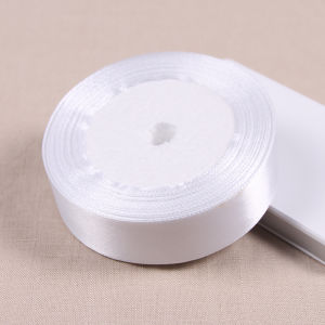 (25 Yards/roll) White Color Single Face Satin Ribbon Wholesale Gift Wrapping Christmas New Year Apparel Sewing Fabric Gift Ribbo
