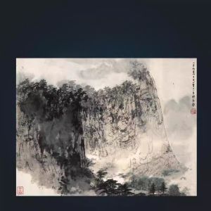Antique Reproduction Landscape Painting by Master Artist Artistic Micro-spray Xuan Paper Hanging Scroll