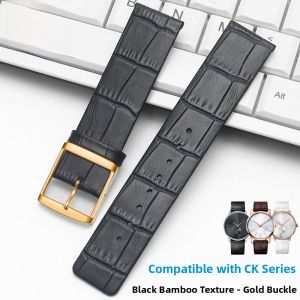 Woalmorn | Pure Cowhide Watchband Suitable For CK Original Mens And Womens Watches With Day Word Buckle Ultra-Thin Flat Interface