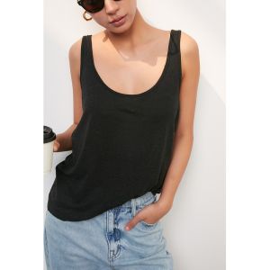 DiscoGlam New 2025 Womens Linen Oversized Halter Neck Vest Summer Outerwear Commute Style Loose Fit Pure Color Fashion