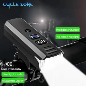 Smart Sensor Bicycle Front Light Type-C Charging 5 Lighting Modes MTB Road Bike Headlight for Outdoor Cycling Bike Accessories