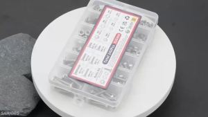 242pcs Stainless Steel Hex Head Nuts and Bolts Assortment Kit M4 M5 Sizes with Flat & Spring Lock Washers in Storage Case
